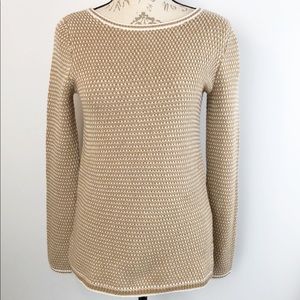J. Crew Chevron Stitch Knit Sweater XS Cream Tan Pullover